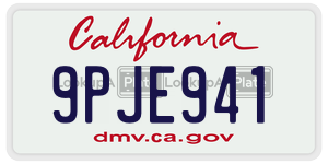 9PJE941 license plate in California