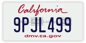 9PJL499 license plate in California