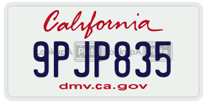9PJP835 license plate in California