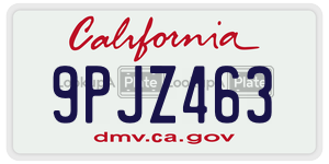 9PJZ463 license plate in California