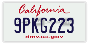 9PKG223 license plate in California