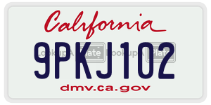 9PKJ102  license plate in CA