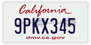 9PKX345  license plate in CA