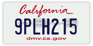 9PLH215 license plate in California