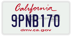 9PNB170  license plate in CA