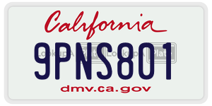 9PNS801  license plate in CA