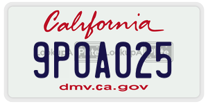 9POA025  license plate in CA