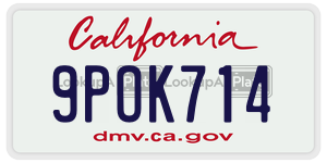 9POK714 license plate in California