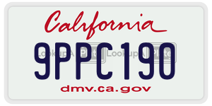 9PPC190  license plate in CA