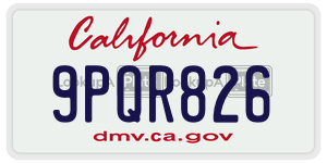 9PQR826  license plate in CA