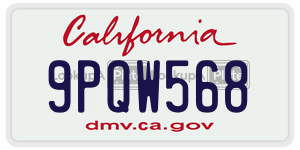 9PQW568 license plate in California