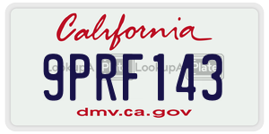 9PRF143 license plate in California