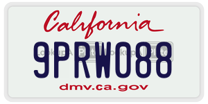 9PRW088  license plate in CA
