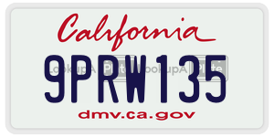 9PRW135  license plate in CA