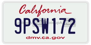 9PSW172 license plate in California