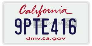 9PTE416 license plate in California