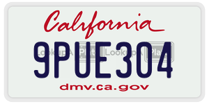 9PUE304  license plate in CA