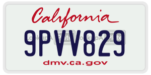 9PVV829  license plate in CA