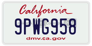 9PWG958 license plate in California