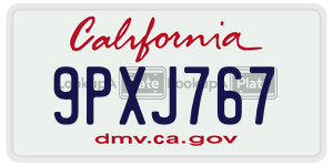 9PXJ767 license plate in California