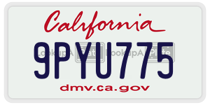 9PYU775 license plate in California
