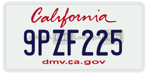 9PZF225 license plate in California