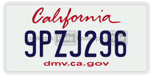 9PZJ296 license plate in California