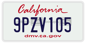 9PZV105  license plate in CA