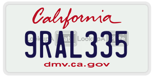 9RAL335 license plate in California