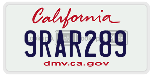9RAR289  license plate in CA