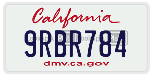 9RBR784 license plate in California