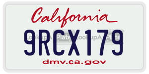 9RCX179  license plate in CA