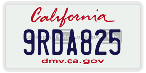 9RDA825 license plate in California