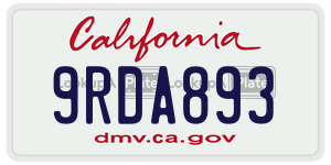 9RDA893  license plate in CA