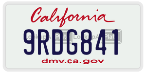 9RDG841  license plate in CA