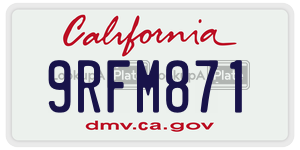 9RFM871  license plate in CA