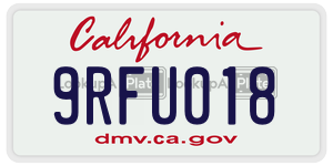 9RFU018 license plate in California
