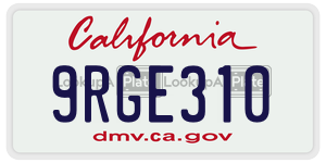 9RGE310 license plate in California