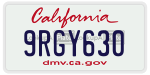 9RGY630  license plate in CA