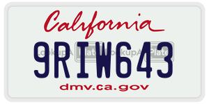 9RIW643 license plate in California