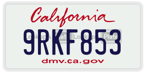 9RKF853 license plate in California
