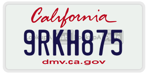 9RKH875 license plate in California