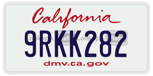 9RKK282  license plate in CA