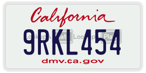 9RKL454 license plate in California