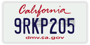 9RKP205 license plate in California