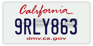 9RLY863 license plate in California
