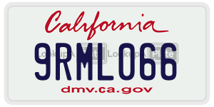 9RML066  license plate in CA