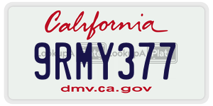 9RMY377  license plate in CA