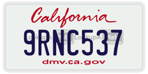 9RNC537 license plate in California