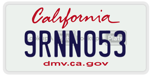 9RNN053 license plate in California